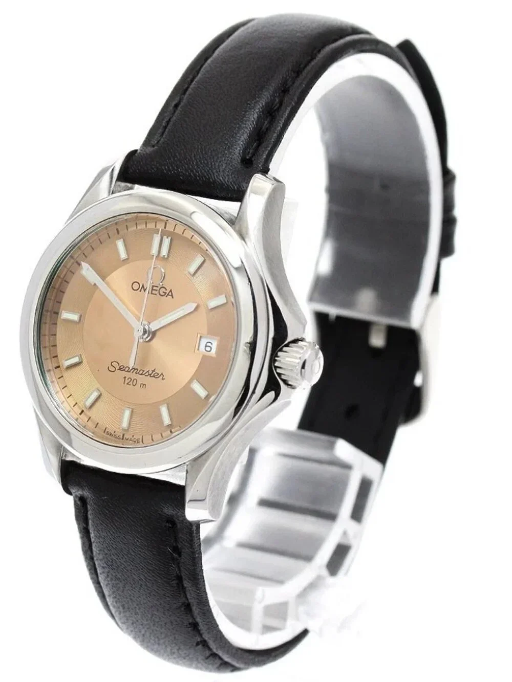 OMEGA Seamaster120 2571.62 Date Orange Dial Quartz Ladies Watch_968544